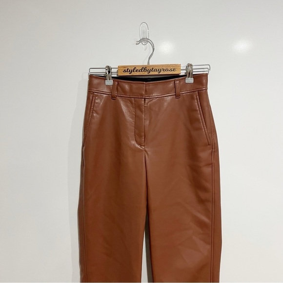 Aritzia Babaton Vegan Leather Command Straight Cropped Pant in Cognac - Picture 10 of 10